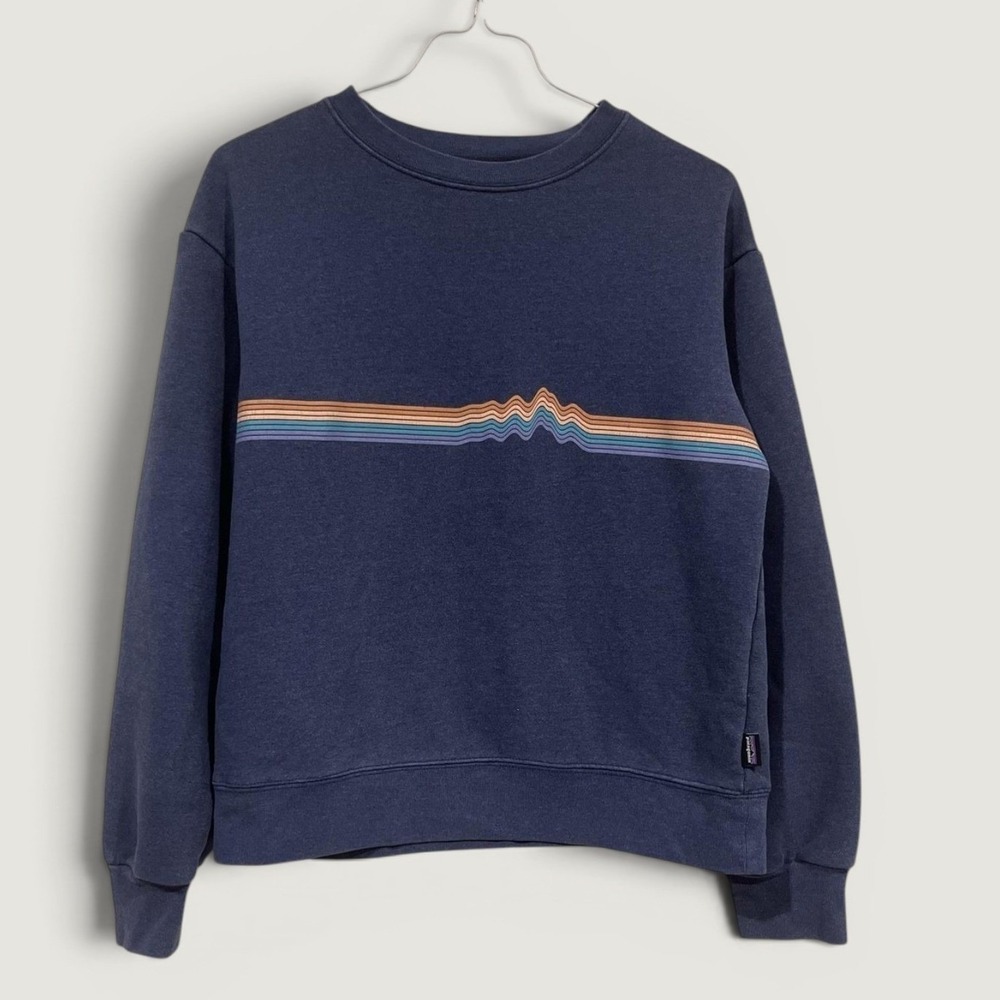 Patagonia Sweatshirt Womens Small Blue Uprisal Crew Fleece Pullover Graphic